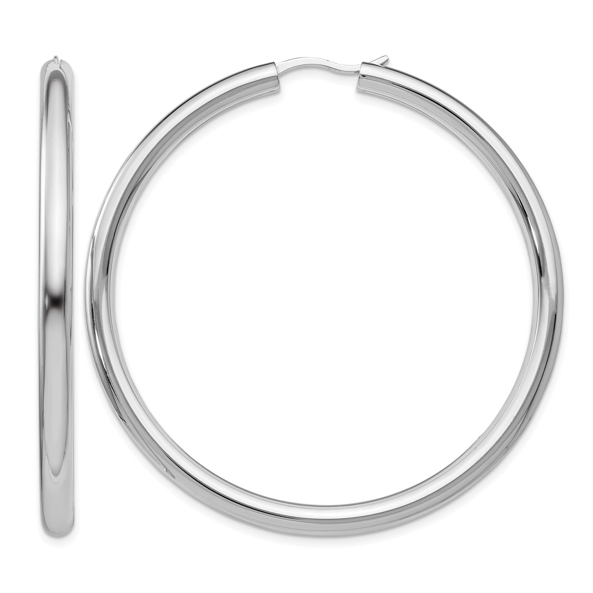 Sterling Silver Hoop Earrings, Classic Round Tube Design with Polished Finish for Women