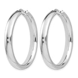 Sterling Silver Hoop Earrings, Classic Smooth Polished Round Lightweight Design, Medium Size Unisex Jewelry