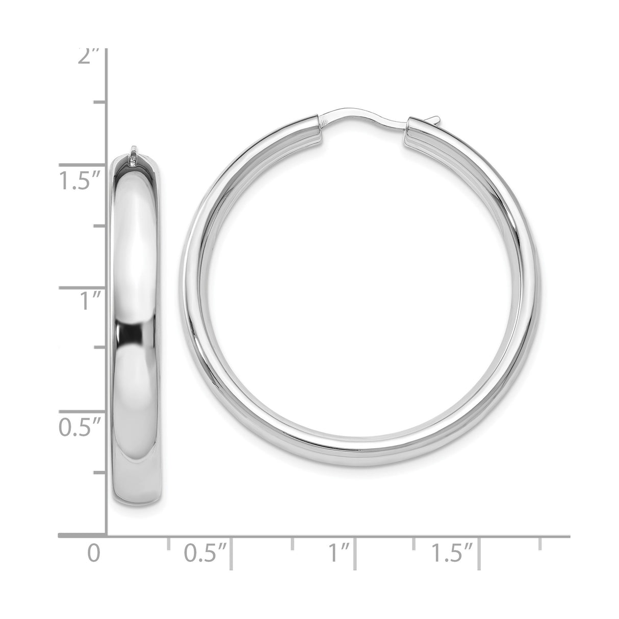 Sterling Silver Hoop Earrings, Classic Smooth Polished Round Lightweight Design, Medium Size Unisex Jewelry