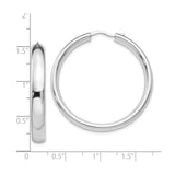 Sterling Silver Hoop Earrings, Classic Smooth Polished Round Lightweight Design, Medium Size Unisex Jewelry