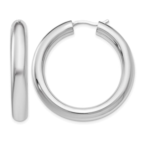 Sterling Silver Hoop Earrings, Medium Polished Tube Design, Minimalist Everyday Jewelry for Women