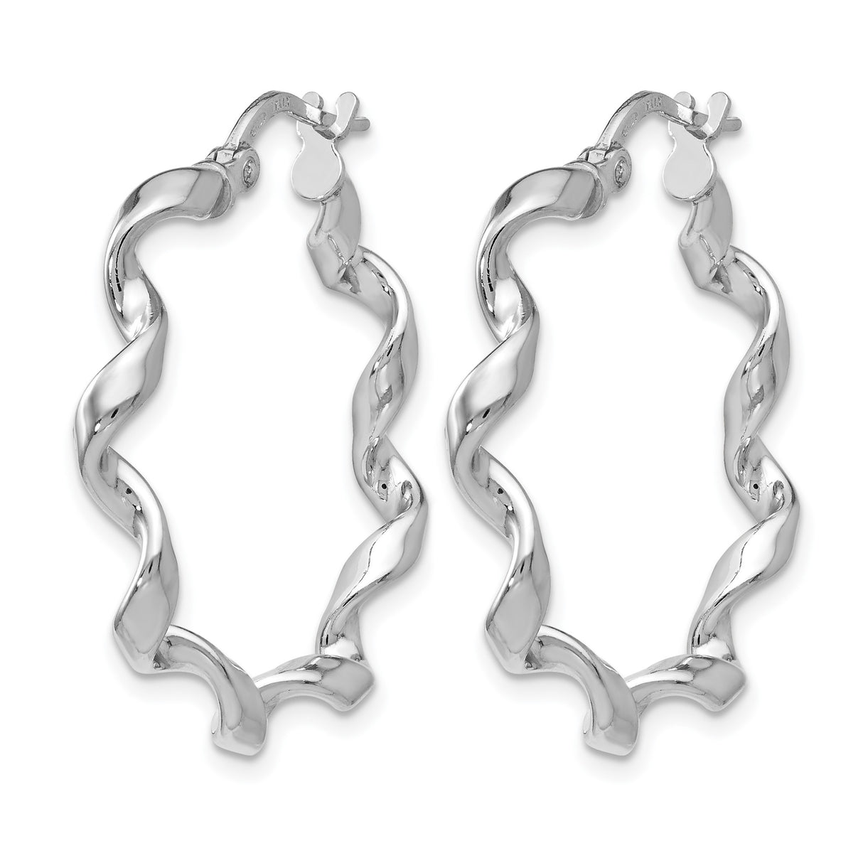 Sterling Silver Hoop Earrings, Twisted Rope Design, Lightweight Modern Style for Women