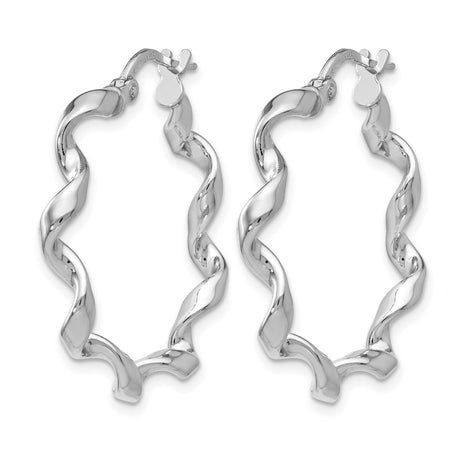 Sterling Silver Hoop Earrings, Twisted Rope Design, Lightweight Modern Style for Women