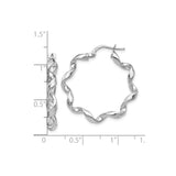 Sterling Silver Hoop Earrings, Twisted Rope Design, Lightweight Modern Style for Women