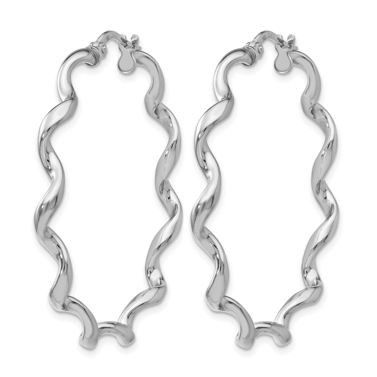 Sterling Silver Hoop Earrings, Twisted Wavy Sculptural Design, Lightweight Modern Jewelry