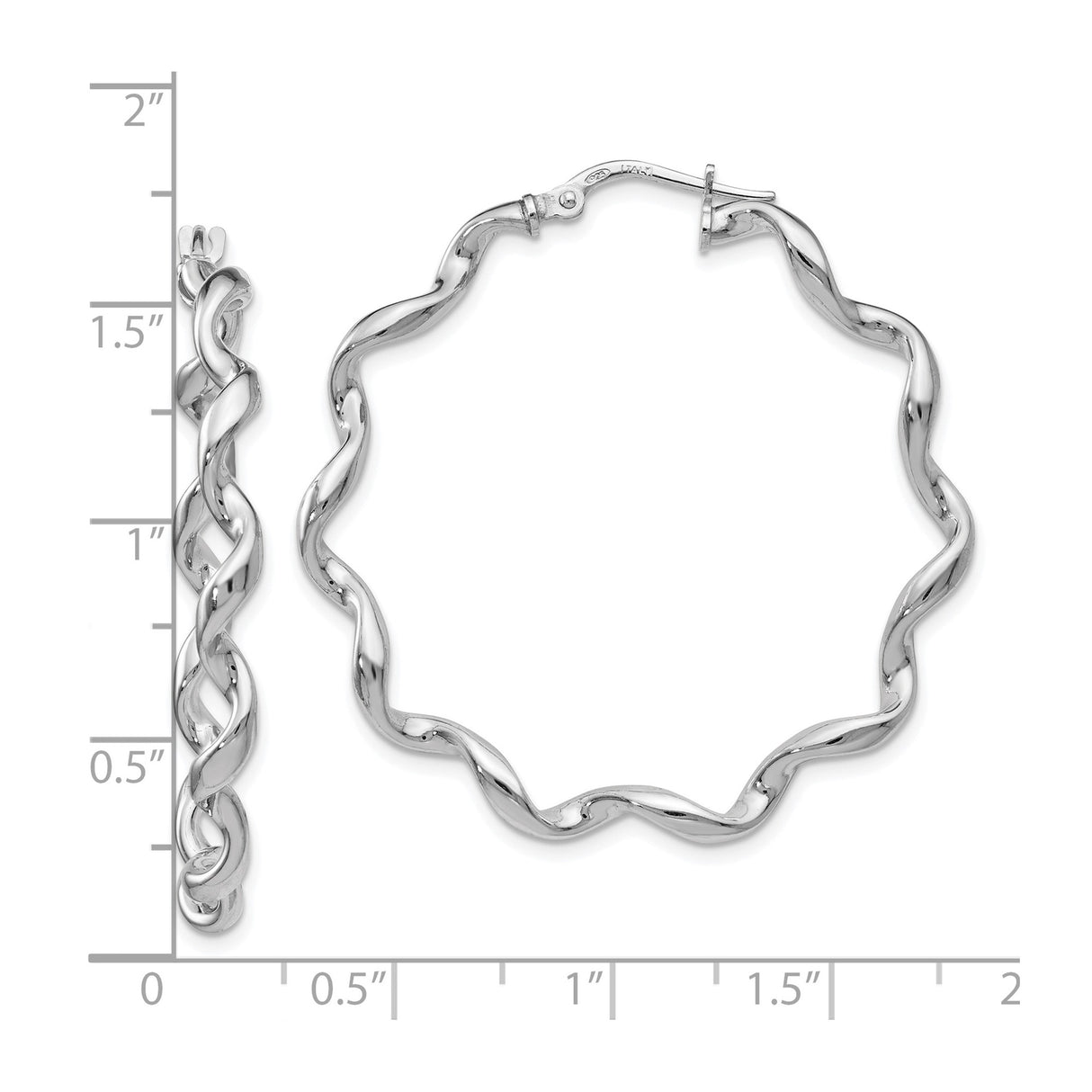 Sterling Silver Hoop Earrings, Twisted Wavy Sculptural Design, Lightweight Modern Jewelry