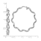 Sterling Silver Hoop Earrings, Twisted Wavy Sculptural Design, Lightweight Modern Jewelry