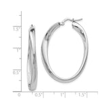 Sterling Silver Twisted Oval Hoop Earrings, Sleek Polished Finish, Lightweight Modern Design