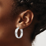 Sterling Silver Hoop Earrings, Polished Finish, Hinged Clasp, Minimalist Mid-Size Style for Women