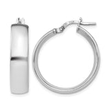 Sterling Silver Hoop Earrings, Polished Finish, Hinged Clasp, Minimalist Mid-Size Style for Women