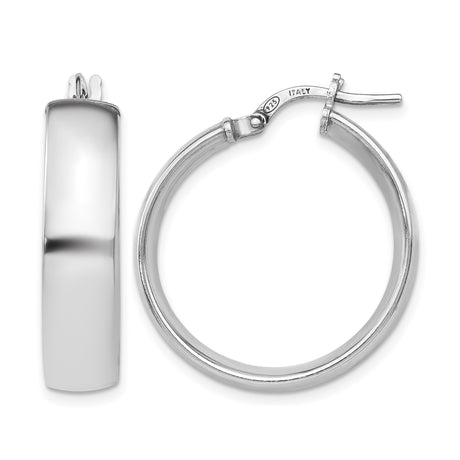 Sterling Silver Hoop Earrings, Polished Finish, Hinged Clasp, Minimalist Mid-Size Style for Women
