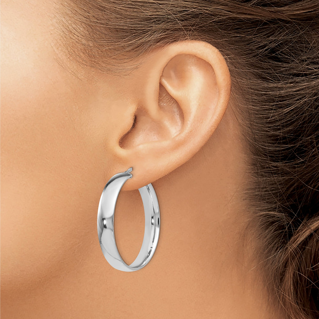 Sterling Silver Hoop Earrings, Smooth Round Minimalist Design, High Polish Finish