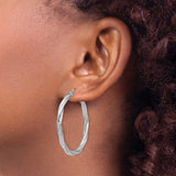 Sterling Silver Twisted Hoop Earrings with Interwoven Polished Design for Women