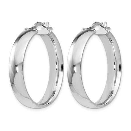 Sterling Silver Hoop Earrings with Hinged Clasp, Polished Wide Band, Classic Minimalist Style