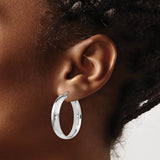 Sterling Silver Hoop Earrings with Hinged Clasp, Polished Wide Band, Classic Minimalist Style