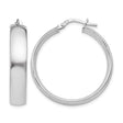 Sterling Silver Hoop Earrings with Hinged Clasp, Polished Wide Band, Classic Minimalist Style