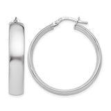 Sterling Silver Hoop Earrings with Hinged Clasp, Polished Wide Band, Classic Minimalist Style