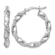 Sterling Silver Twisted Hoop Earrings with Textured and Polished Two-Tone Finish