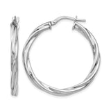 Sterling Silver Twisted Hoop Earrings, Polished Interwoven Design, Lightweight Classic Style