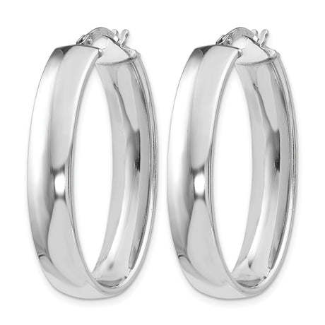 Sterling Silver Oval Hoop Earrings, High Polish Finish, Lightweight Minimalist Design for Women