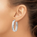 Sterling Silver Oval Hoop Earrings, High Polish Finish, Lightweight Minimalist Design for Women