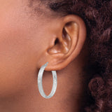 Sterling Silver Hoop Earrings with Diamond-Cut Chevron and Star Pattern