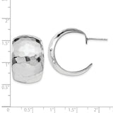 Sterling Silver Hoop Earrings, Hammered Wide Domed Design with Polished Finish