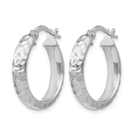 Sterling Silver Hoop Earrings, Lightweight Hammered Texture, Modern Classic Design for Women