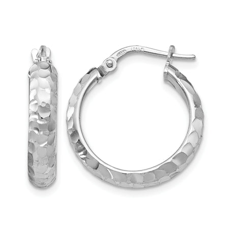 Sterling Silver Hoop Earrings, Lightweight Hammered Texture, Modern Classic Design for Women