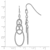 Sterling Silver Dangle Earrings with Textured Interlocking Oval Links in Cascading Drop Design