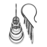 Sterling Silver Dangle Earrings with Layered Teardrop Design and Hammered Textured Hoops