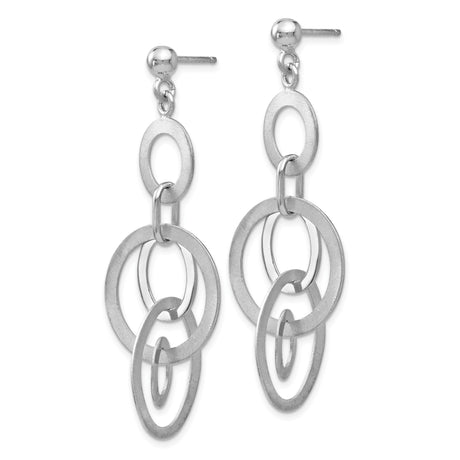 Sterling Silver Dangle Earrings with Interlocking Circles and Ovals, Modern Geometric Design