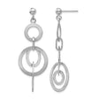 Sterling Silver Dangle Earrings with Interlocking Circles and Ovals, Modern Geometric Design