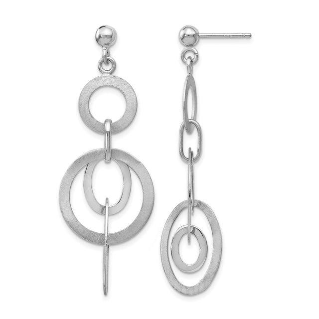 Sterling Silver Dangle Earrings with Interlocking Circles and Ovals, Modern Geometric Design