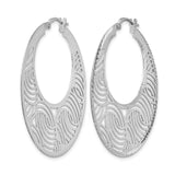 Sterling Silver Hoop Earrings with Swirl Cutout Design and Textured Edges