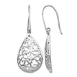 Sterling Silver Teardrop Dangle Earrings with Filigree Vine and Floral Openwork Design