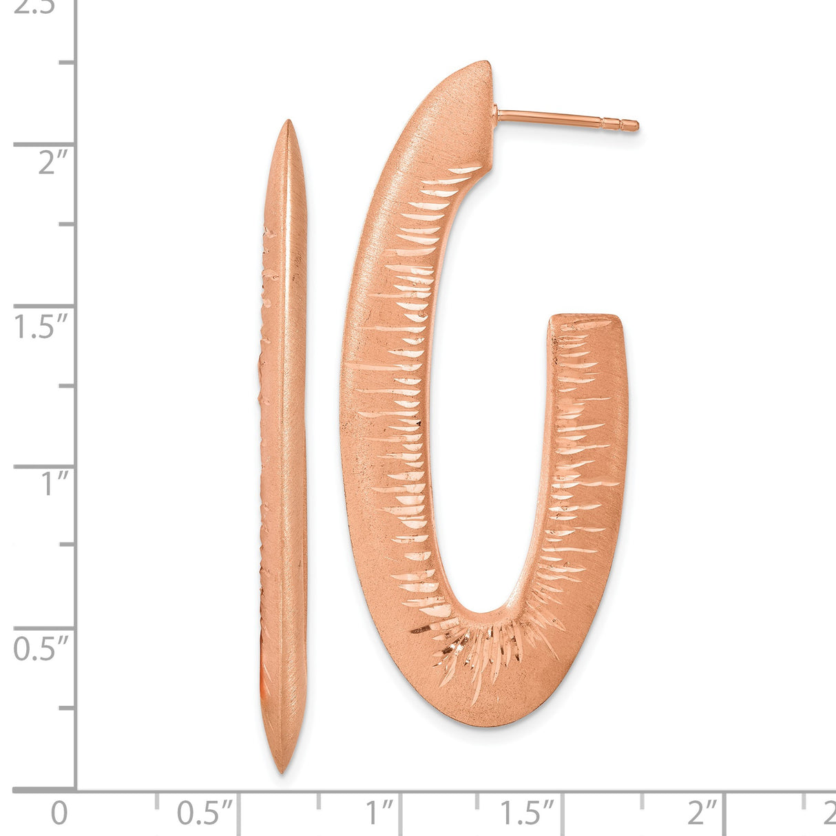 Sterling Silver Hoop Earrings, Textured Nail Design with Hammered Finish, Chunky U-Shape Hoops