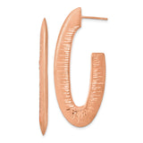 Sterling Silver Hoop Earrings, Textured Nail Design with Hammered Finish, Chunky U-Shape Hoops