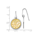 Sterling Silver Dangle Earrings with Tree of Life over Mother of Pearl Inlay, Round Drop Design