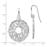 Sterling Silver Dangle Earrings with Abstract Openwork Circular Design and Wavy Texture