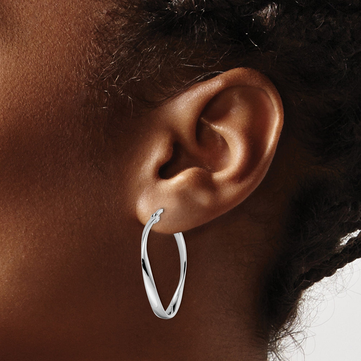 Sterling Silver Twisted Hoop Earrings, Lightweight Modern Minimalist Design for Women