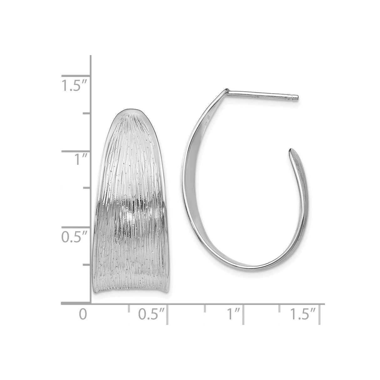 Sterling Silver Hoop Earrings with Brushed Matte Finish, Wide Curved Modern Design
