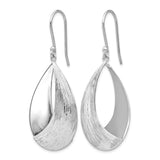 Sterling Silver Teardrop Dangle Earrings with Open Design and Textured Finish for Women