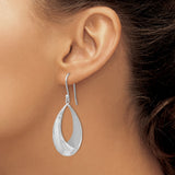 Sterling Silver Teardrop Dangle Earrings with Open Design and Textured Finish for Women