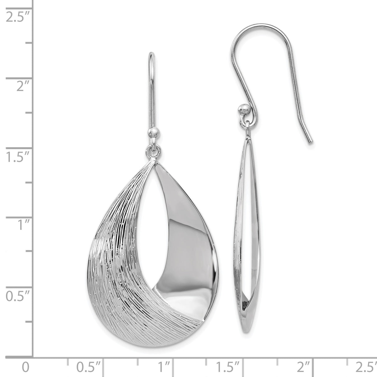 Sterling Silver Teardrop Dangle Earrings with Open Design and Textured Finish for Women