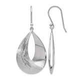 Sterling Silver Teardrop Dangle Earrings with Open Design and Textured Finish for Women