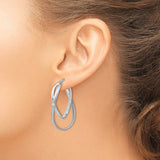 Sterling Silver Twisted Hoop Earrings with Double Layered Polished and Textured Design