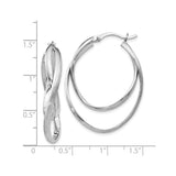 Sterling Silver Twisted Hoop Earrings with Double Layered Polished and Textured Design