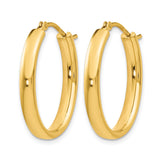 Sterling Silver Oval Hoop Earrings, Gold Plated with Smooth Polished Finish, Minimalist Design
