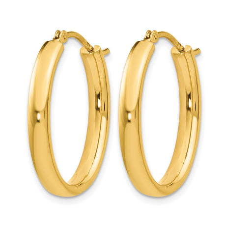 Sterling Silver Oval Hoop Earrings, Gold Plated with Smooth Polished Finish, Minimalist Design